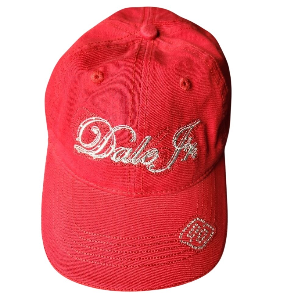 Dale Jr Budweiser Chase Authentics Red‎ Baseball Cap Hat Adjustable Rhinestones